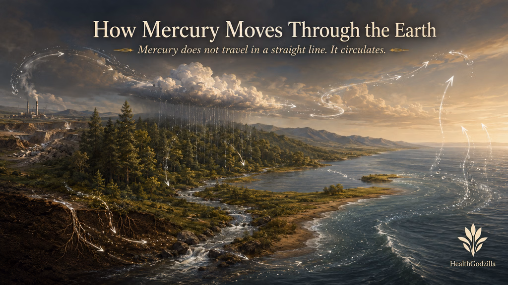 Air, forest, soil, rivers, and ocean form a connected environmental circulation system.