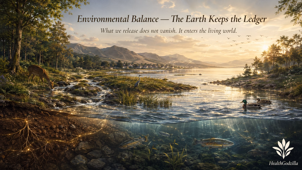 Mercury pollution connects soil, water, wildlife, and human landscapes within one living environmental system.