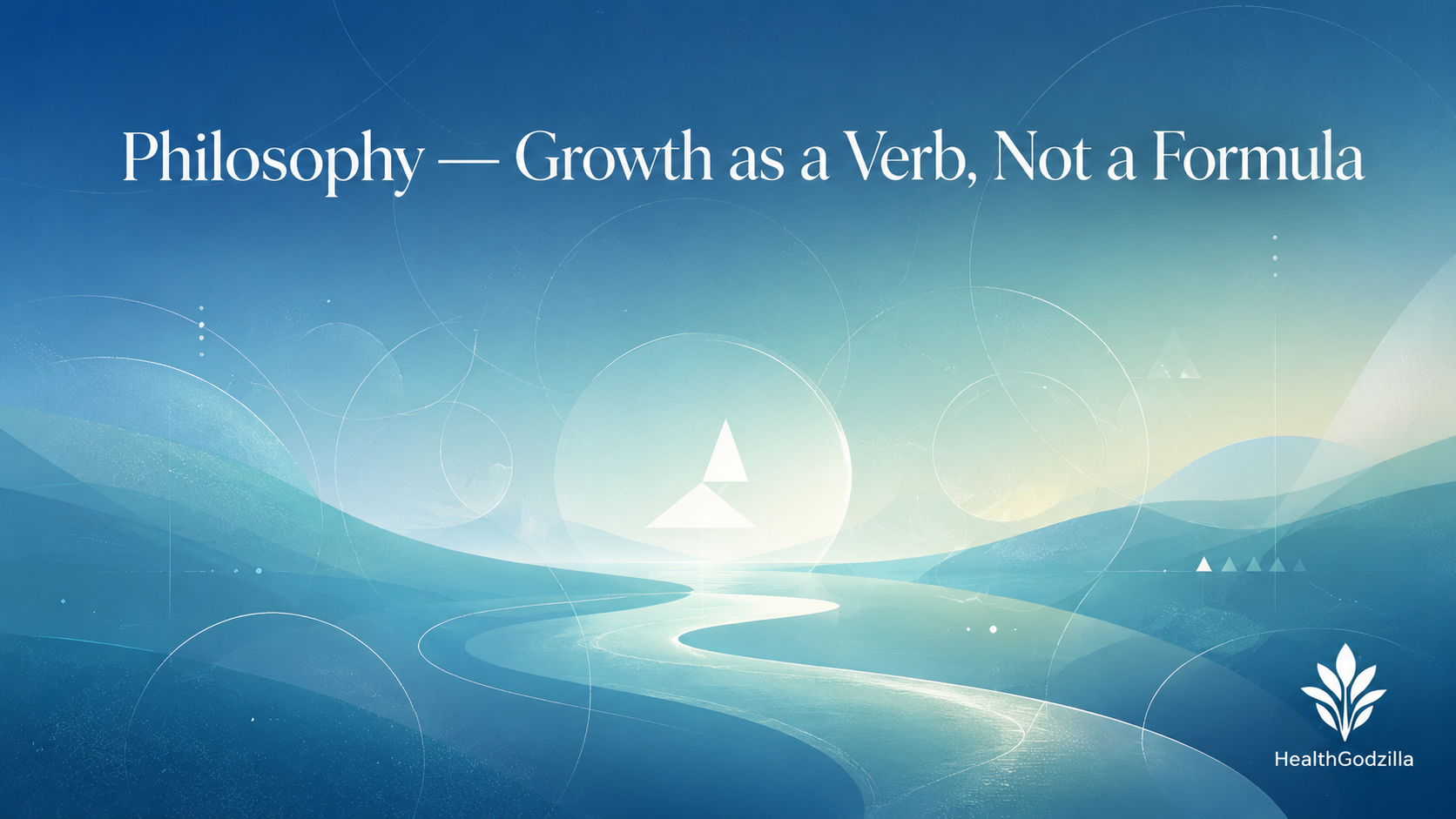 Deconceptualizing growth mindset image of a blue river landscape, symbolizing philosophy, change, motion, and becoming.