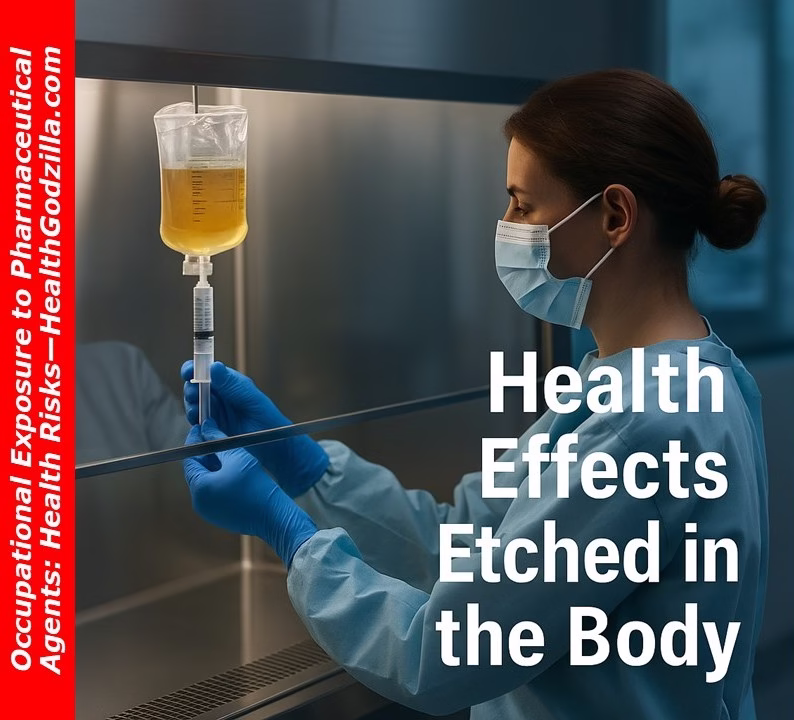 Healthcare worker in protective gear preparing chemotherapy drugs in a biosafety cabinet inside a hospital ward.