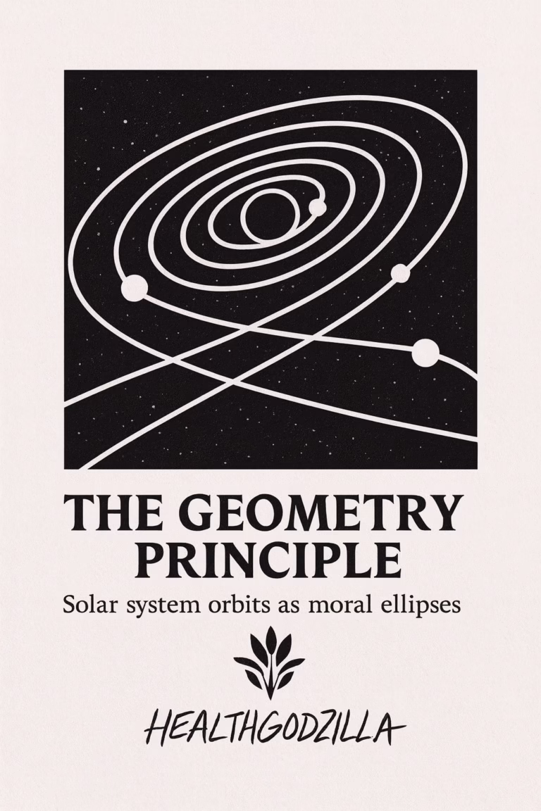 Solar system orbits as moral ellipses in The Geometry Principle, showing planets in harmony and ethical cosmic balance.