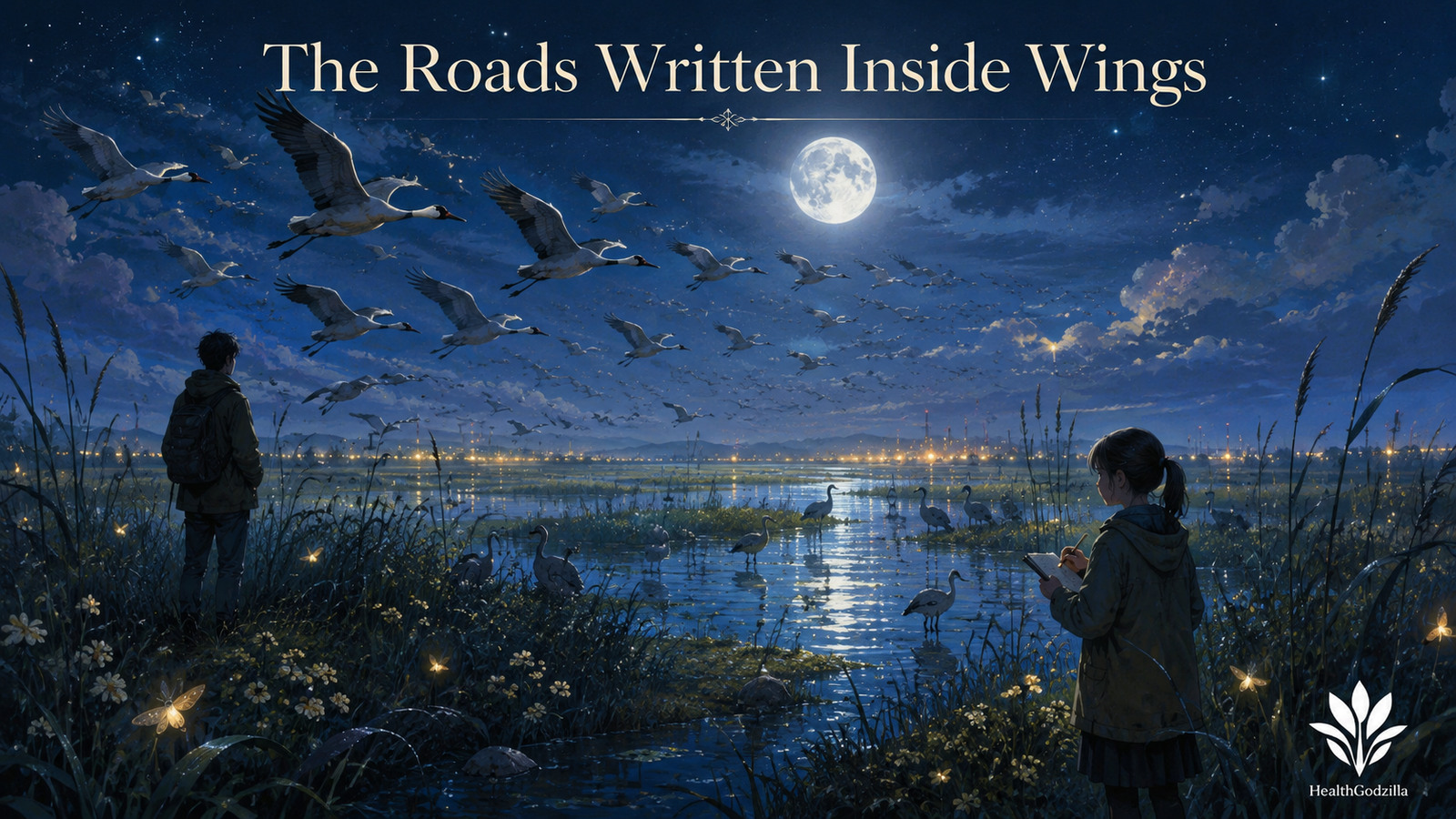 In Praise of Night follows migratory birds across a moonlit wetland as a girl records their arrival among reeds and water.
